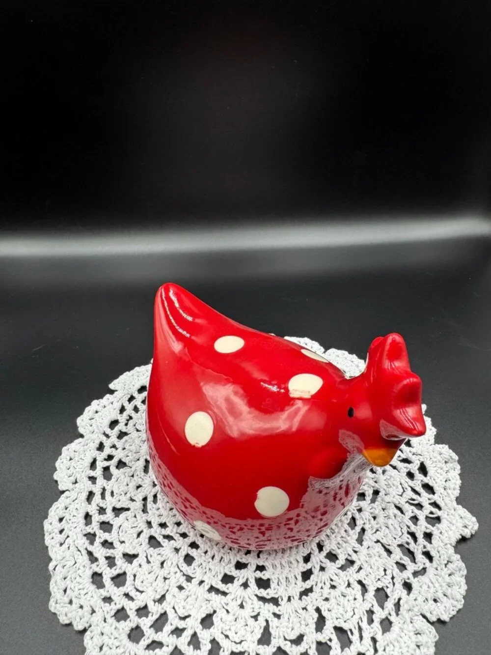 La Dolce Vita Hen House Red Polka Dot Ceramic Chicken